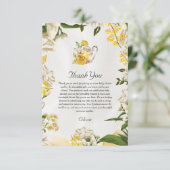 Elegant Geel Groen Bloemen Tea Party Baby shower Bedankkaart (Staand voorkant)