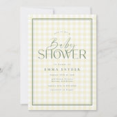 Elegant Geel Groen Gingham Baby shower Kaart (Voorkant)