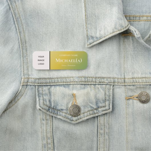 Elegant Geel Groen Gradient & Wit Bedrijf LOGO Naamplaatje (In situ)