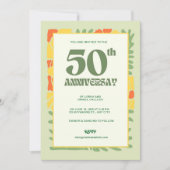 Elegant Geel & Groen Modern 50e Jubileum Kaart (Voorkant)