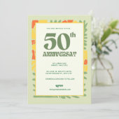 Elegant Geel & Groen Modern 50e Jubileum Kaart (Staand voorkant)