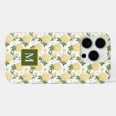 Elegant geel Hydragea bloemenmonogram Case-Mate iPhone Case (Achterkant (horizontaal))