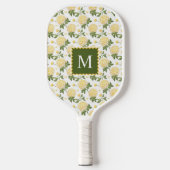 Elegant geel Hydragea bloemenmonogram Pickleball Paddle (Voorkant)