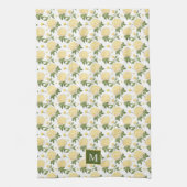 Elegant geel Hydragea bloemenmonogram Theedoek (Verticaal)