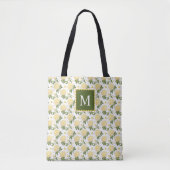 Elegant geel Hydragea bloemenmonogram Tote Bag (Voorkant)