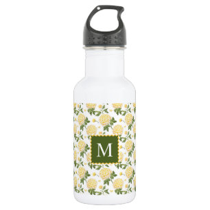 Elegant geel Hydragea bloemenmonogram Waterfles