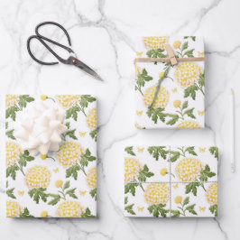 Elegant Geel Hydrangea Bloemen Patroon Inpakpapier Vel