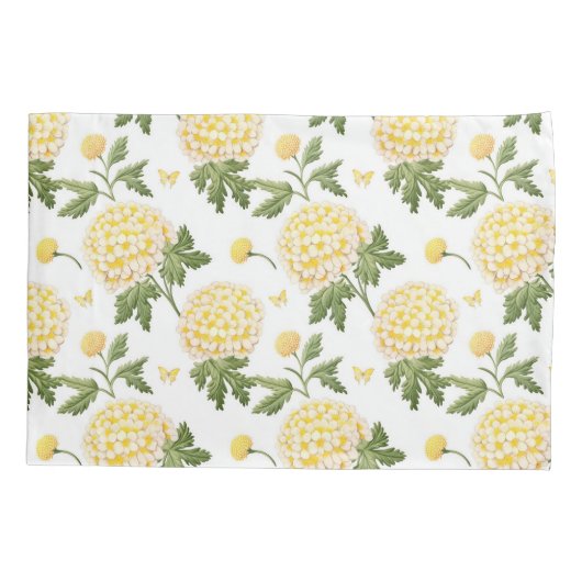 Elegant Geel Hydrangea Bloemvlinderpatroon Kussensloop (Achterkant)