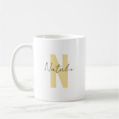 Elegant Geel Initiaal Letter Eenvoudige Monogram N Koffiemok (Links)