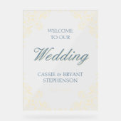 Elegant geel  Lijst bruiloft welkom Acryl Bord (Voorkant)