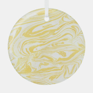 Elegant geel marmer: handgetekende textuur glas ornament