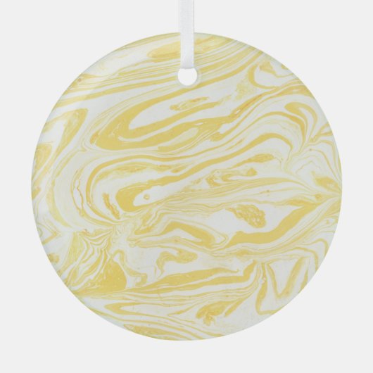 Elegant geel marmer: handgetekende textuur glas ornament (Voorkant)
