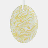 Elegant geel marmer: handgetekende textuur glas ornament (Voorkant links)