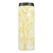 Elegant geel marmer: handgetekende textuur thermosbeker (Achterkant)