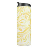 Elegant geel marmer: handgetekende textuur thermosbeker (Geroteerd rechts)