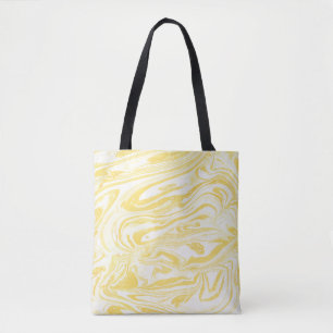 Elegant geel marmer: handgetekende textuur tote bag