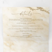 Elegant geel met gouden folie marmeren bruiloft drieluik uitnodiging (Binnenzijde eerst)