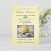 Elegant Geel met Rozen Pasen Uitnodiging (Staand voorkant)