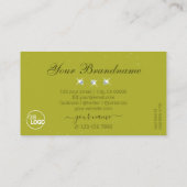 Elegant Geel Olijf Groene Sparkle Jewelen voegen L Visitekaartje (Achterkant)