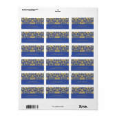 Elegant geel op Royal Blue Damask Adreslabel Etiket (Full Sheet)