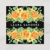 Elegant geel Oranje Roos Flower Event Planner Vierkante Visitekaartje (Voorkant)