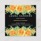 Elegant geel Oranje Roos Flower Event Planner Vierkante Visitekaartje (Achterkant)