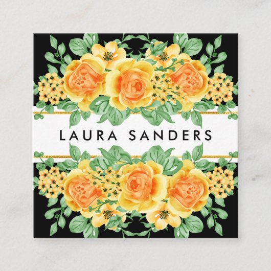 Elegant geel Oranje Roos Flower Event Planner Vierkante Visitekaartje (Voorkant)