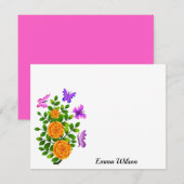 Elegant geel Oranje Roos met vlinder Notitiekaartje (Voorkant / Achterkant)