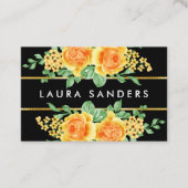 Elegant Geel Oranje Roos Vloerhaar & Makeup Visitekaartje (Voorkant)