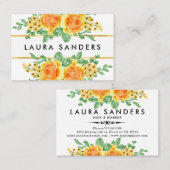 Elegant Geel Oranje Roos Vloerhaar & Makeup Visitekaartje (Voorkant / Achterkant)