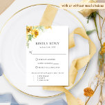 Elegant geel orkaanvlies met/zonder maaltijd RSVP<br><div class="desc">Mooie en elegante gele, ochre en mosterdhuiden waterverf florale RSVP-kaart met of zonder maaltijden. Fijne groene waterverf kleuring achter floraal zowel voor als achter. RSVP in moderne hand geschreven kalligrafie in de rug, die indien nodig, kan worden verwijderd door dit ontwerp uit te geven. Als u eerder deze kaart RSVP...</div>