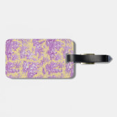 Elegant  geel paarse toile de jouy bagagelabel (Achterkant horizontaal)