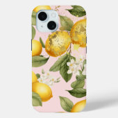 Elegant geel, pastelroze en goud citroenfruit Case-Mate iPhone case (Achterkant)