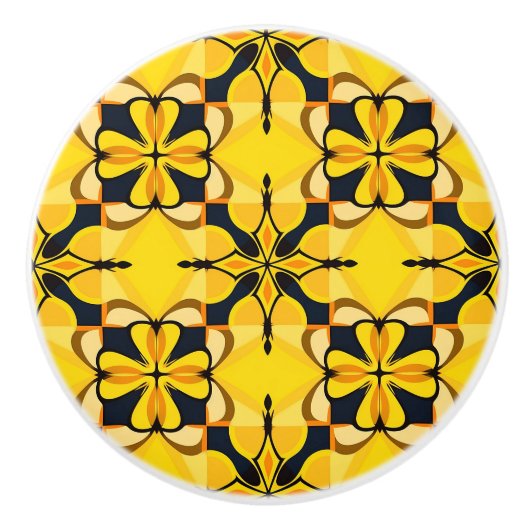 Elegant geel patroon keramische knop (Voorkant)