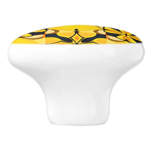 Elegant geel patroon keramische knop (Zijkant)