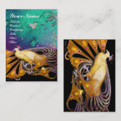 ELEGANT GEEL PEACOCK EN GROENE PLANTAARDIGE VERLIE VISITEKAARTJE (Voorkant / Achterkant)