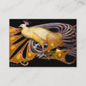 ELEGANT GEEL PEACOCK EN GROENE PLANTAARDIGE VERLIE VISITEKAARTJE (Achterkant)