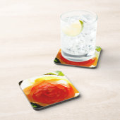 Elegant geel perzik rode abrikoos bloemig roos bier onderzetter (Rechterzijde)