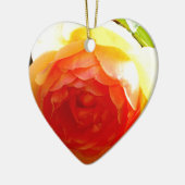 Elegant geel perzik rode abrikoos bloemig roos keramisch ornament (Links)