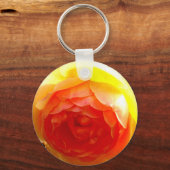 Elegant geel perzik rode abrikoos bloemig roos sleutelhanger (Voorkant)