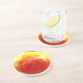 Elegant geel perzik rode abrikoos bloemig roos zandsteen onderzetter (Zijkant)