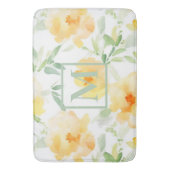 Elegant geel perzik sinaasappel waterverf floraal badmat (Voorkant Verticaal)