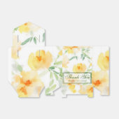 Elegant geel perzik sinaasappel waterverf floraal bedankdoosjes (Uitgevouwen)