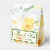 Elegant geel perzik sinaasappel waterverf floraal bedankdoosjes (Voorkant Zijde)