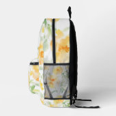 Elegant geel perzik sinaasappel waterverf floraal bedrukte rugzak (Rechts)