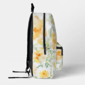 Elegant geel perzik sinaasappel waterverf floraal bedrukte rugzak (Links)