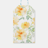 Elegant geel perzik sinaasappel waterverf floraal cadeaulabel (Achterkant)