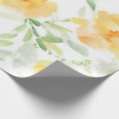 Elegant geel perzik sinaasappel waterverf floraal cadeaupapier (Hoek)