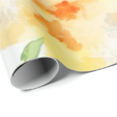 Elegant geel perzik sinaasappel waterverf floraal cadeaupapier (Rol Hoek)