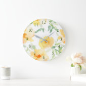 Elegant geel perzik sinaasappel waterverf floraal grote klok (Huis)